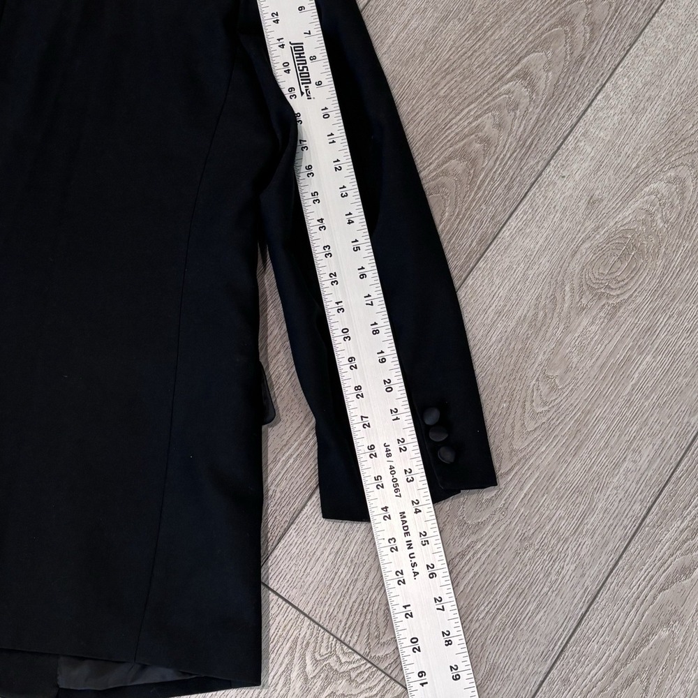 Versini Tuxedo Suit Jacket Mens 40R Black Wool Satin Dressy 1 Button Formal - Picture 7 of 9
